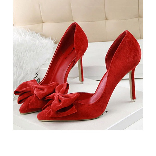 Suede Bowknot Stiletto Heel