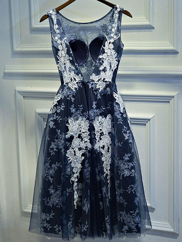 A Line Jewel Neck Sleeveless Party Dress