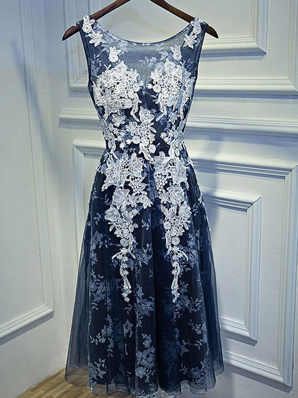 A Line Jewel Neck Sleeveless Party Dress