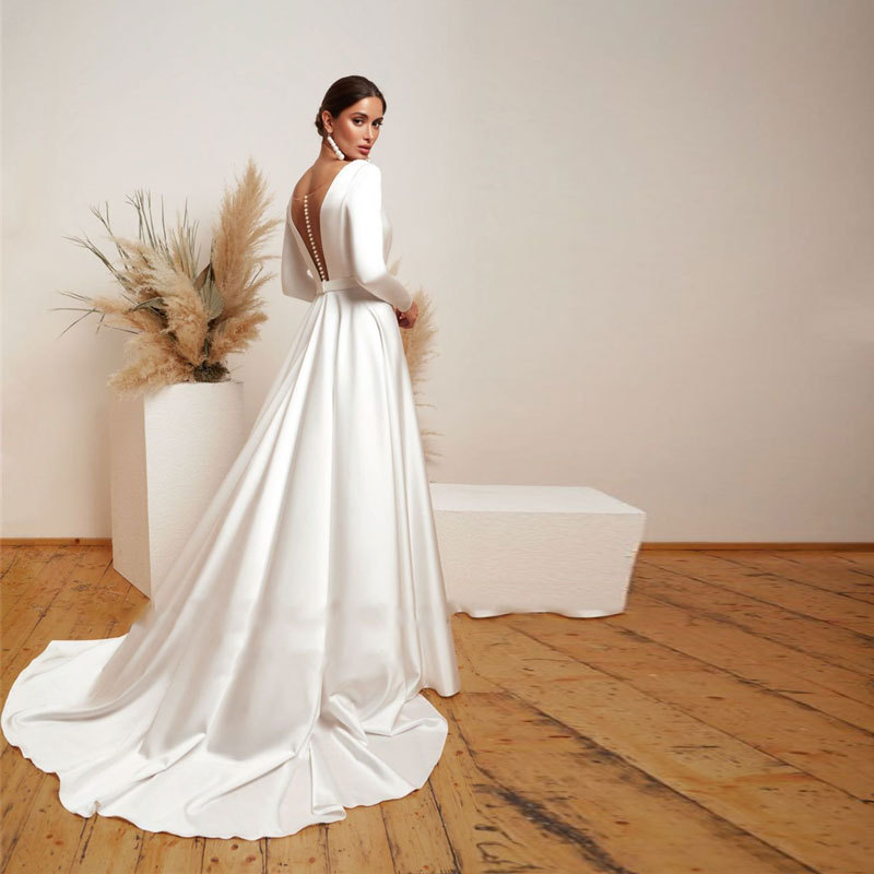 Deep V Neck Boho Wedding Dress