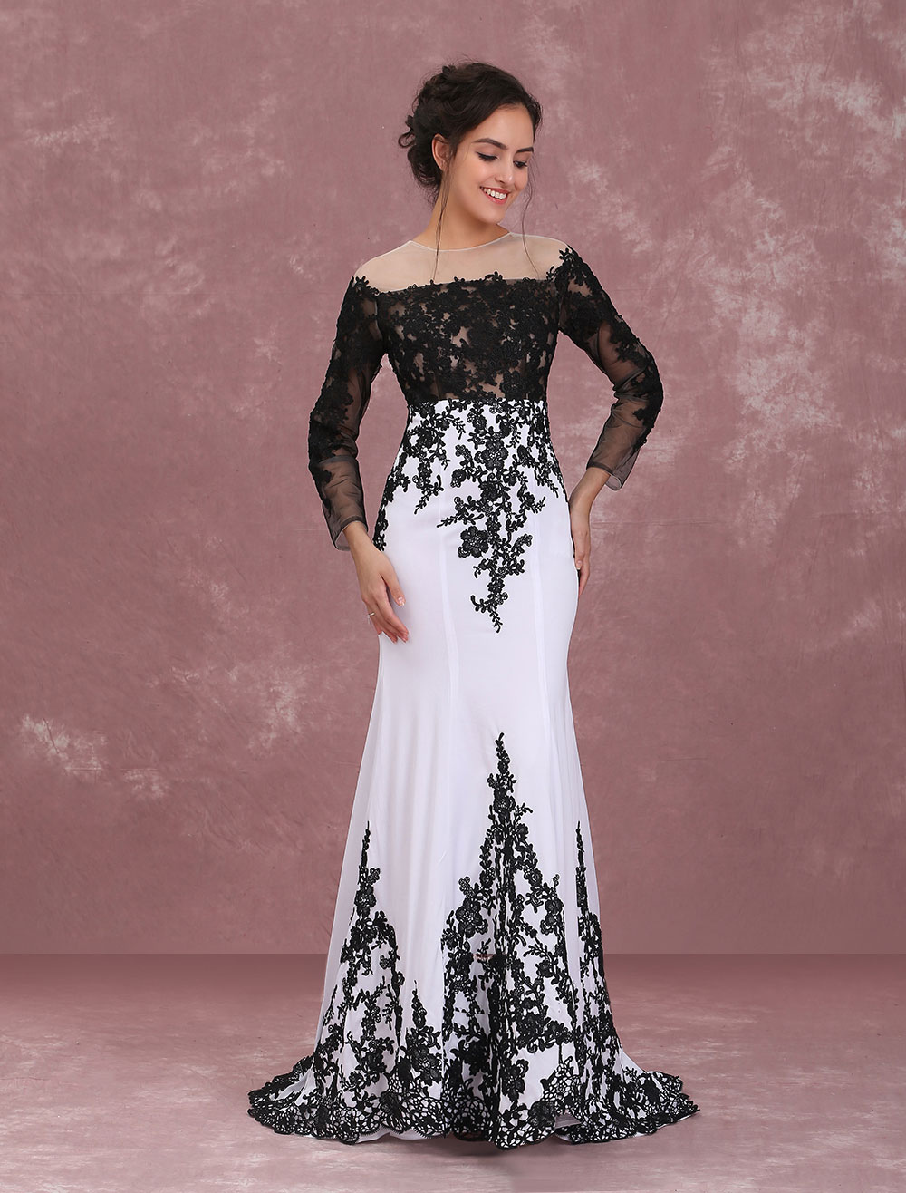 Black white prom dress best sale