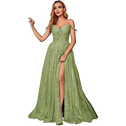 A Line Spaghetti Straps Prom Dress with Appliques