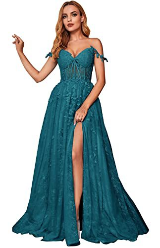 A Line Spaghetti Straps Prom Dress with Appliques