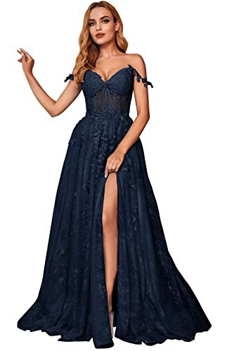 A Line Spaghetti Straps Prom Dress with Appliques