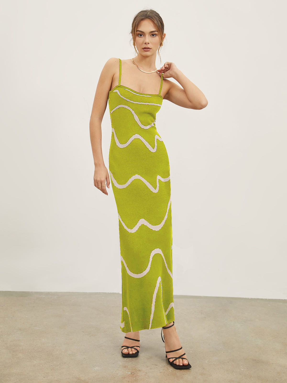 The Black Wave Mermaid Hem Knit Midi Dress