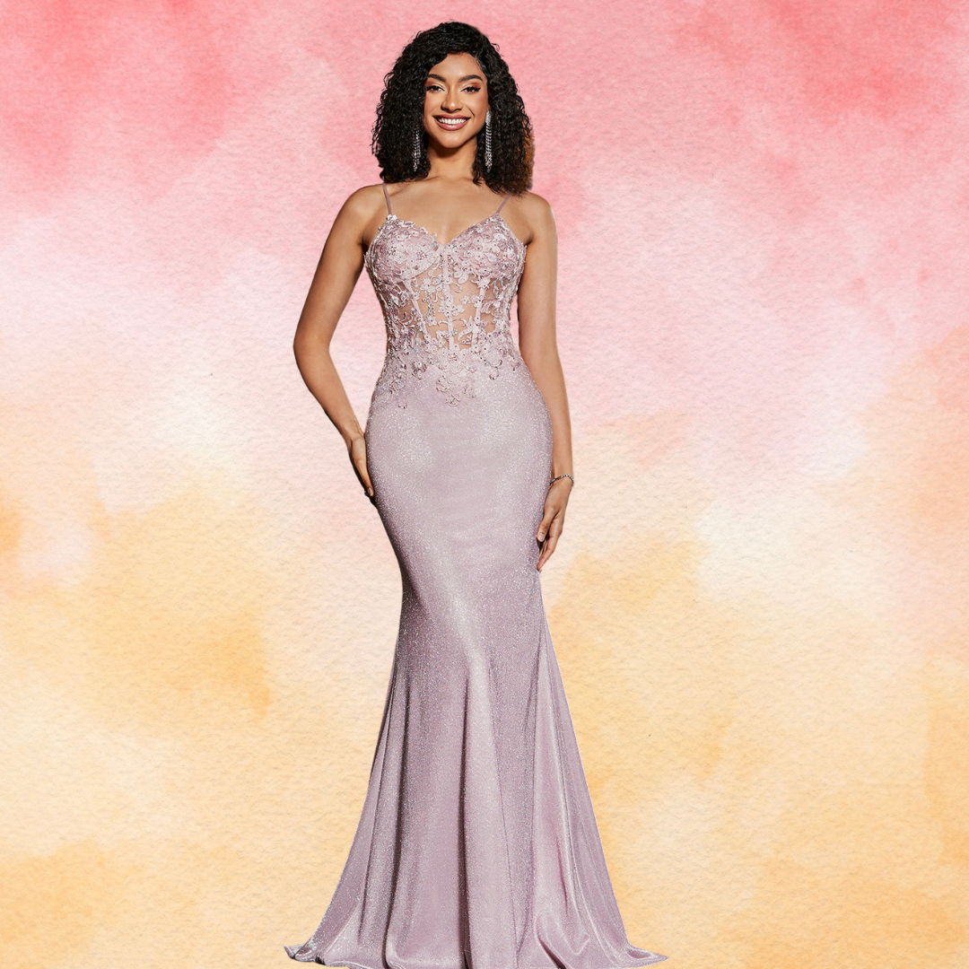 Pink Spaghetti Straps Prom Dress with Beading