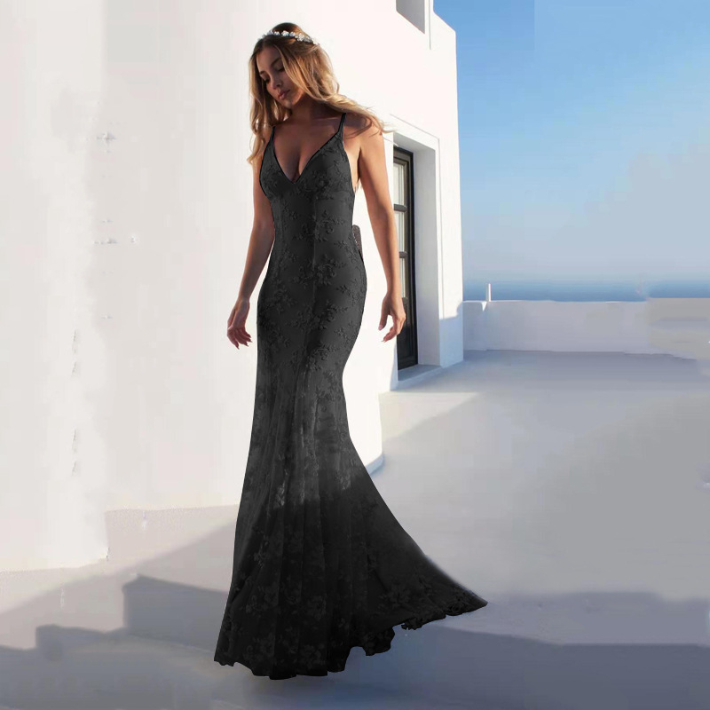 Mermaid Spaghetti Straps Sleeveless Lace Court Train Wedding Dress