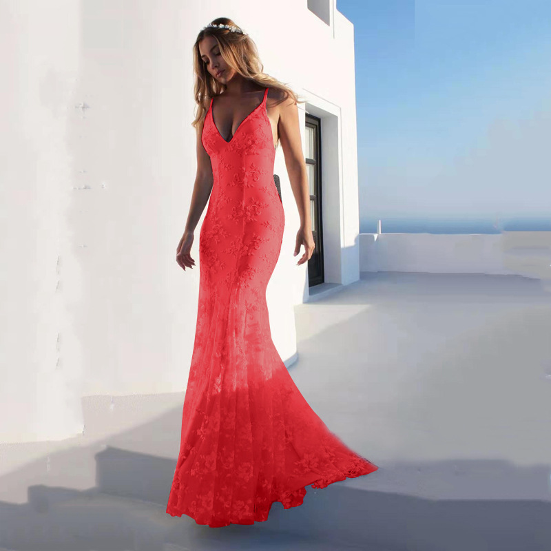 Mermaid Spaghetti Straps Sleeveless Lace Court Train Wedding Dress