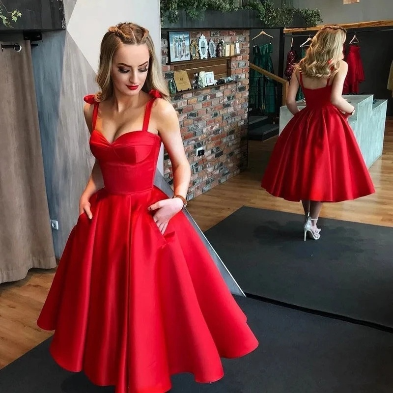 Sweetheart Tea-length Homecoming Dress With Straps