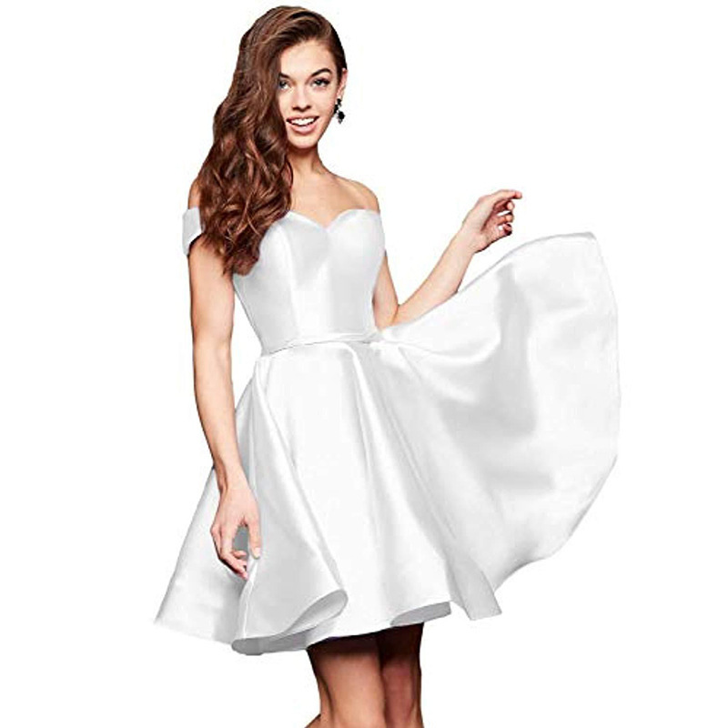 Vintage Satin Off-the-shoulder A-Line Sleeveless Homecoming Dress
