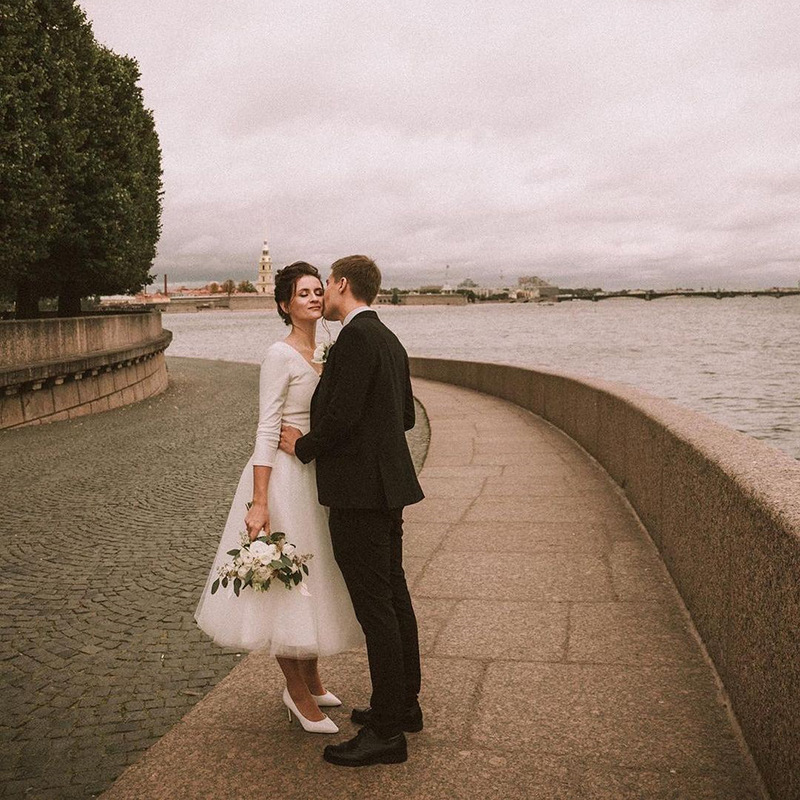 Vintage Summer Casual 3/4 Long Sleeve Wedding Dress