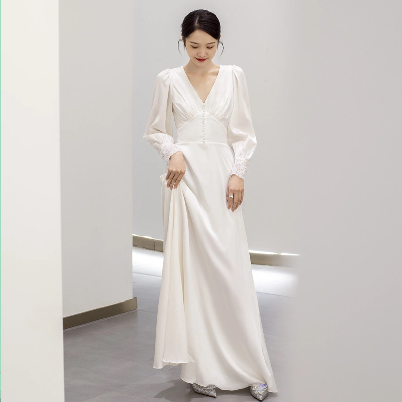Elegant A-Line Long Sleeve Wedding Dress