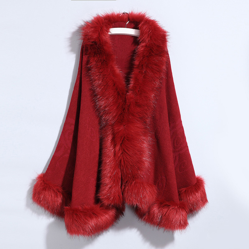 Faux Fur Collar Shawl