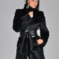 Black Faux Fur Belted Coat