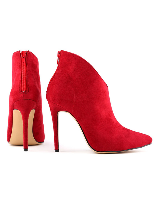 Suede Pointed Toe High Heel Ankle Boots