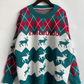 Knitted Elk Printed Pullover Sweater