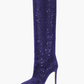 Wide Calf Rhinestones Pointed Toe Stiletto Knee High Boots