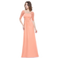 Chiffon Lace Sleeves Maxi Bridesmaid Dress