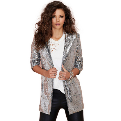 Silver Sequined Cardigan Jacket