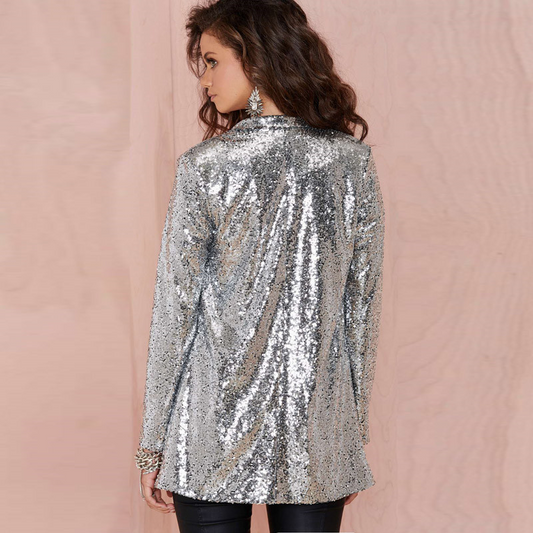 Silver Sequined Cardigan Jacket