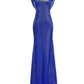 Cap-sleeved Long Sheath Sequin Dress