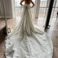 Ivory Satin Backless Bow Detail Mermaid Wedding Dress