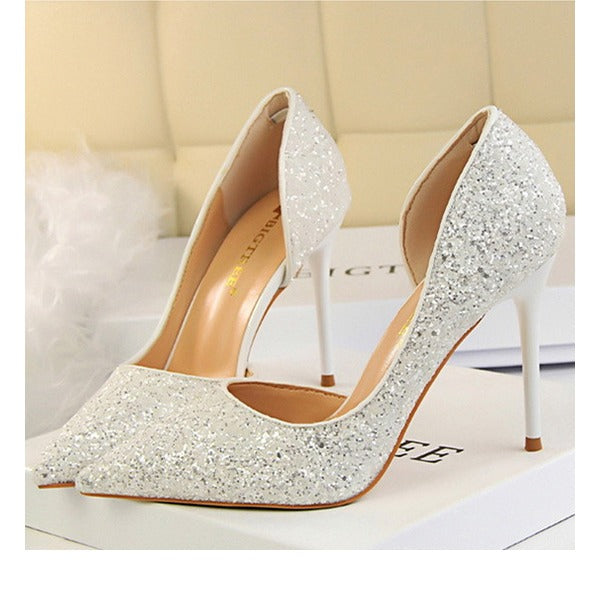 Sequins Glitter Pointed Toe Stiletto Heels