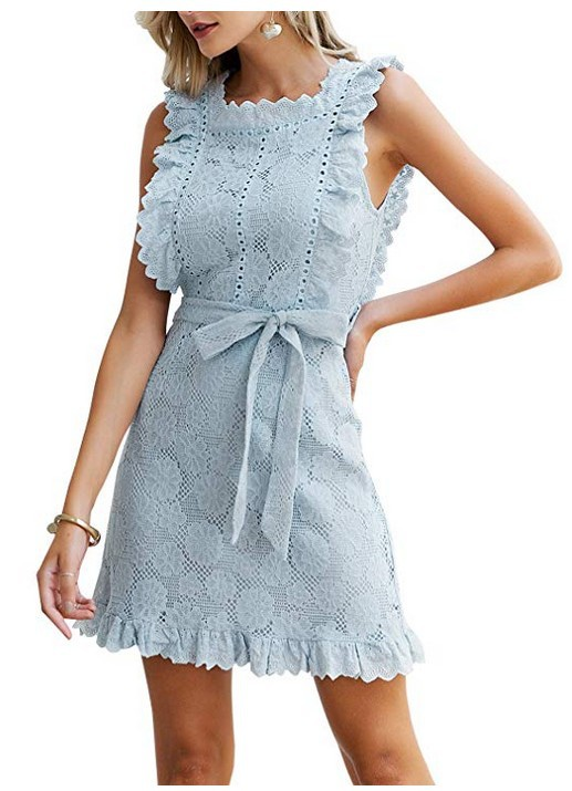 Crochet Frill Sleeveless Mini Dress