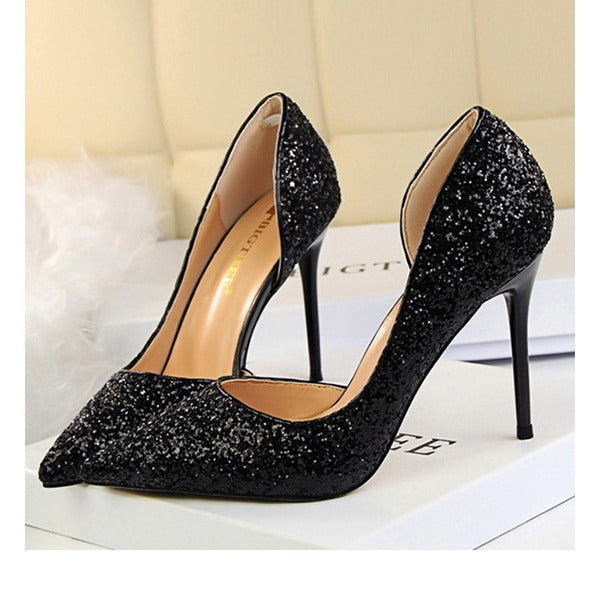 Sequins Glitter Pointed Toe Stiletto Heels