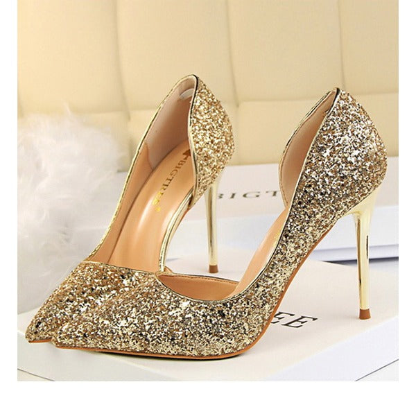 Sequins Glitter Pointed Toe Stiletto Heels