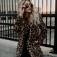 Oversized Leopard Print Long Sleeves Faux Fur Coat