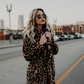 Oversized Leopard Print Long Sleeves Faux Fur Coat