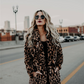 Oversized Leopard Print Long Sleeves Faux Fur Coat