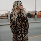 Oversized Leopard Print Long Sleeves Faux Fur Coat