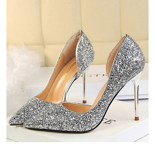 Sequins Glitter Pointed Toe Stiletto Heels