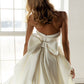 Ivory Satin Backless Bow Detail Mermaid Wedding Dress