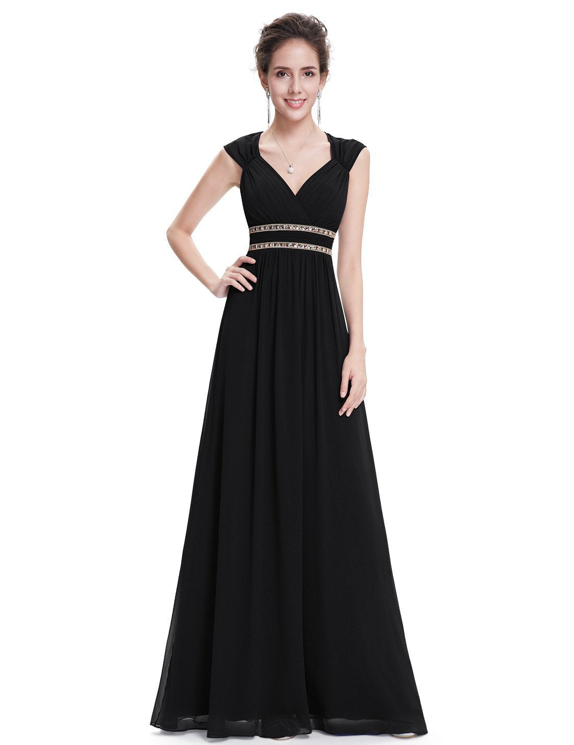 V-Neck Double Shoulder Banquet Evening Dress