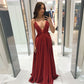 Deep V-Neck Backless Suspender Evening Dress