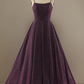 Purple A-Line Sleeveless Long Prom Dress