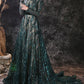 Dark Green Lace Jewel Neck Long Sleeves Zipper Wedding Guest Dress