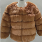 Faux Fur Open Front Bubble Coat