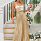 Sequin Spaghetti Strap Sleeveless Maxi Bridesmaid Dress