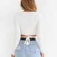 Long Sleeve V Neck Strappy Crop Top