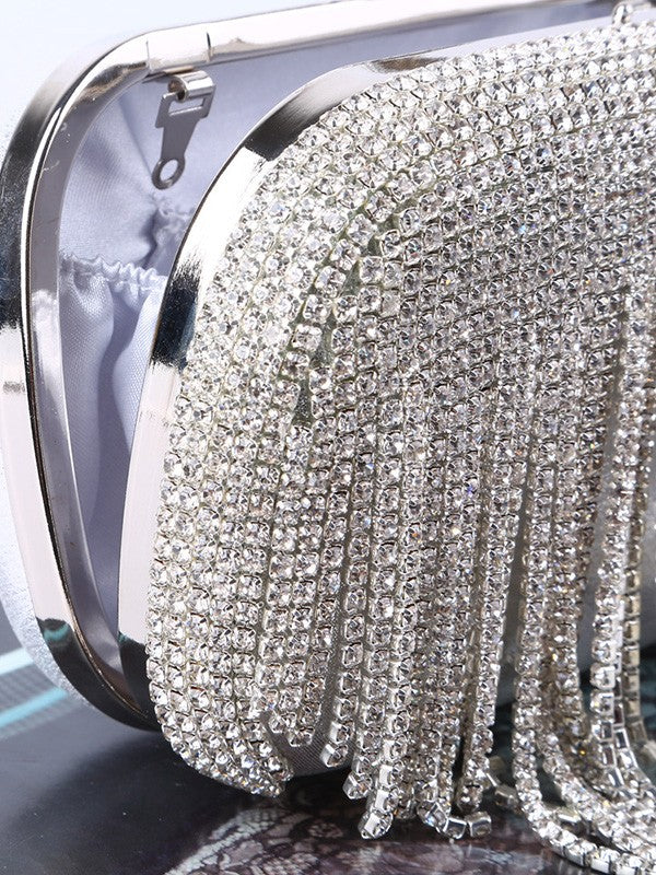 Luxurious Rhinestone Tassel Clutch