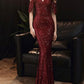 Sequined High Collar Floor-Length Mermaid Prom Dress