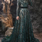 Dark Green Lace Jewel Neck Long Sleeves Zipper Wedding Guest Dress