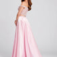 Pink Satin Lace Embroidered Two-Piece Prom Dress