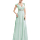 V-Neck Double Shoulder Banquet Evening Dress