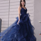 Navy V-Neck Sleeveless Long Evening Dress