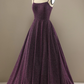 Purple A-Line Sleeveless Long Prom Dress